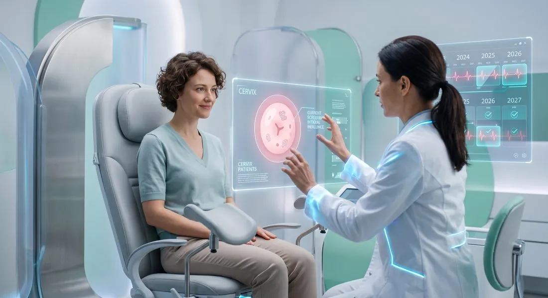 Doctora explicando a una paciente su calendario de tamizaje cervical